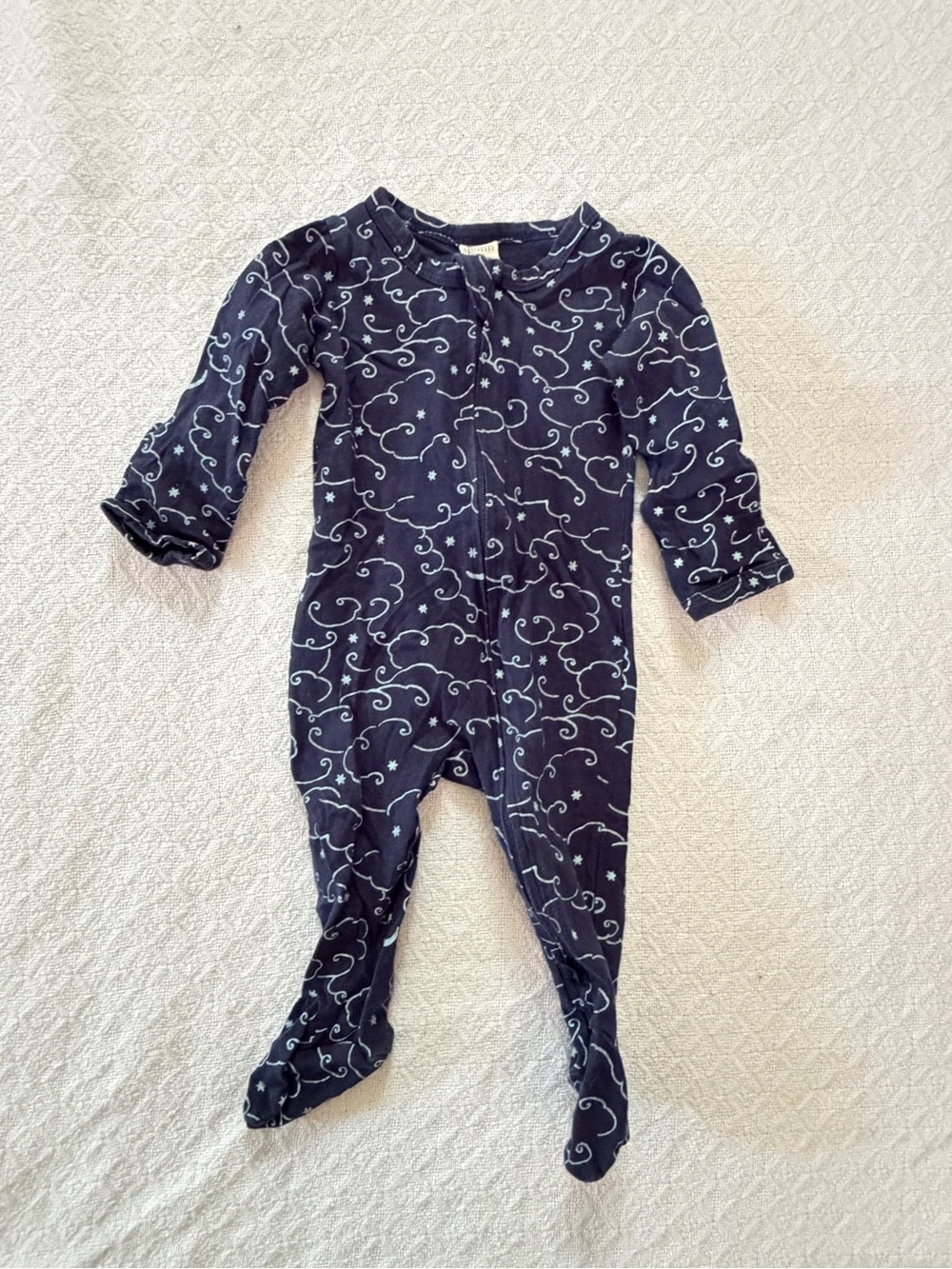 Kate Quinn Midnight Blue Cloud Swirl Double Zipper Footie